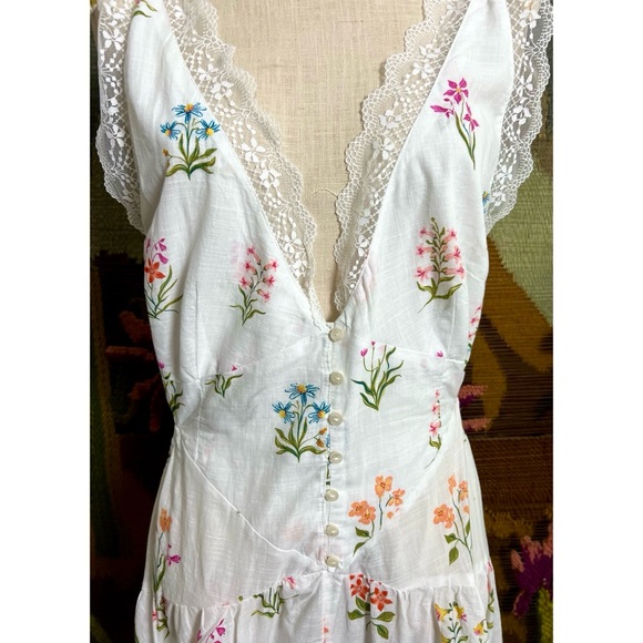 Anthropologie Floral Open Back Midi Dress L - Picture 2 of 16